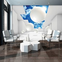 Флизелиновые фото обои 254x184 см Абстракция 3D Белые шары (11852V4)+клей