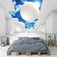 Флізелінові фото шпалери Абстракція 3D Білі кулі (11852V)+клей