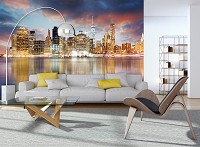 Флизелиновые фото обои 254х184 см Сверкающий город Нью-Йорк (11854V4)+клей