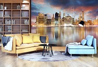 Флізелінові фото шпалери в коридор 368х254 см Виблискуюче місто Нью-Йорк 11854V8+клей