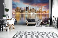 Флизелиновые фотообои в спальню над кроватью 416x290 см Сверкающий город Нью-Йорк (11854VEXXXXL) +клей