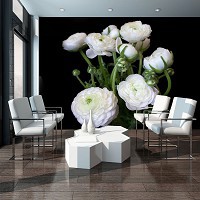 Фотошпалери флізелінові 3Д 254x184 см Букет квітів - Ніжні білі півонії (11856V4)+клей