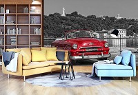Фотообои флизелиновые 254x184 см 3d Старая красная машина (11859V4)+клей