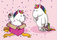 Флізелінові фотошпалери на всю стіну дитячі для дівчаток 368x280 см Однороги - З Днем Народження (11879V10) +клей - вид 1 мініатюра