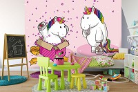 Флизелиновые фотообои в детскую комнату девочек 520x318 см Единороги - С Днем Рождения (11879VEXXXXXL) +клей