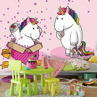 Фотошпалери флізелінові 254x184 см Єдинороги - З Днем Народження (11879V4)+клей