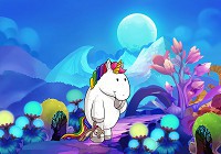 Фотошпалери флізелінові 368x254 см Єдиноріг на блакитному тлі (11880V8)+клей - вид 1 мініатюра