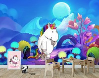 Фотошпалери флізелінові 368x254 см Єдиноріг на блакитному тлі (11880V8)+клей - вид 5 мініатюра