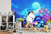 Фотообои флизелиновые 254x184 см Единорог на синем фоне (11880V4)+клей