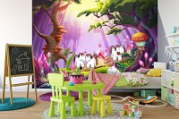 Флизелиновые фотообои в детскую девочке 416x254 см Единороги в сказочном лесу (11881VEXXXL) +клей