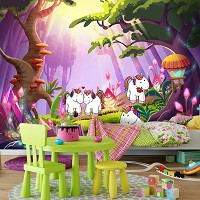 Фотообои флизелиновые 254x184 см Единороги в сказочном лесу (11881V4)+клей