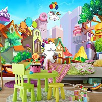 Фотообои флизелиновые 368x254 см Единороги в сказочном городе (11883V8)+клей