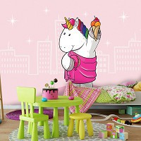Флизелиновые фотообои детские Единорог на розовом фоне (11885V)+клей - вид 6 миниатюра