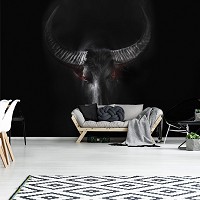 Флизелиновые 3д фотообои животные 520x318 см Черный бык на темном фоне (11897VEXXXXXL) +клей