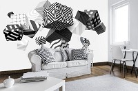 3 д флизелиновые фотообои 416x290 см Геометрия Черно-белые кубики в невесомости (11906VEXXXXL) +клей