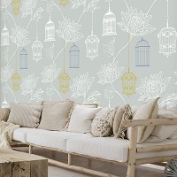 Флизелиновые фото обои Абстракция Клетка Орнаменты Листья (11918V)+клей - вид 6 миниатюра