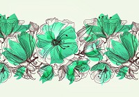 Флизелиновые фотообои 254x184 см Цветы Бирюза Орнаменты Абстракция (11919V4)+клей - вид 1 миниатюра