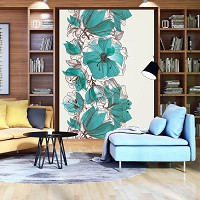 Флизелиновые фото обои абстракция цветы 206x275 см Бирюза Орнаменты (11919VEA)+клей