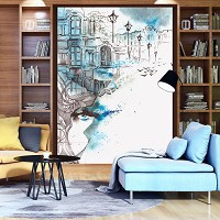 Флізелінові фотошпалери абстракція 206x275 см Намальоване місто (11920VEA)+клей - вид 6 мініатюра