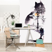 Флизелиновые фото обои абстракция 206x275 см Искусство - Кошка (11921VEA)+клей