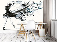 Флизелиновые фото обои 254x184 см Девушка и вороны (11923V4)+клей