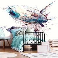 Флізелінові фотошпалери повітряні кульки 416x290 см Абстракція намальований Дирижабль (11926VEXXXXL) +клей