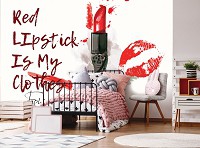 Флизелиновые фото обои абстрактные Макияж с красной помадой (11930V)+клей