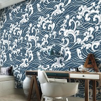 Абстракция флизелиновые фотообои на стену 416x254 см Искусство Океанские Волны Мозаика (11931VEXXXL) +клей