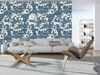 Флизелиновые фото обои Абстрактное Искусство Океанские Волны Мозаика 254x184 см (11931V4)+клей