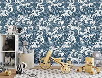 Абстрактные флизелиновые фотообои 312x219 см Искусство Океанские Волны Мозаика (11931VEXXL) +клей