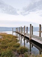 Флизелиновые 3d фото обои природа 184x254 см Ландшафт Озеро Пешеходный Мост (12013V4A)+клей - вид 1 миниатюра