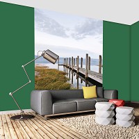 Флізелінові фото шпалери весна природа 206x275 см 3D Ландшафт Озеро Пішохідний Міст (12013VEA)+клей - вид 5 мініатюра