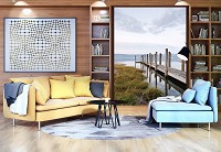 Флизелиновые 3d фото обои природа 184x254 см Ландшафт Озеро Пешеходный Мост (12013V4A)+клей