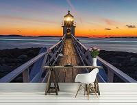 Красивые флизелиновые 3д фотообои на кухню 368x254 см Вечерний маяк на закате (12023V8) +клей
