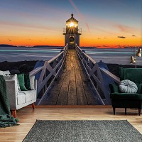 Популярные флизелиновые 3д фотообои 368x280 см Вечерний маяк на закате (12023V10) +клей