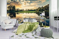 Флизелиновые 3Д фотообои с природой в интерьере 416x254 см Тихое озеро (12024VEXXXL)+клей