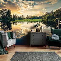 3d флизелиновые фотообои природа Закат - Тихое озеро (12024V)+клей