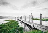 Пейзаж флизелиновые фотообои 416x254 см 3Д Причал и зеленая трава (12025VEXXXL) +клей - вид 1 миниатюра