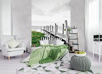 Флизелиновые фото обои пейзаж 206x275 см 3Д Причал и зеленая трава (12025VEA)+клей