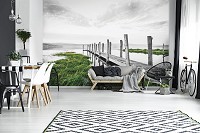 3 д флизелиновые фотообои природа 368x254 см Причал и зеленая трава (12025V8) +клей