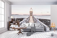 Флизелиновые фотообои море пляж 254x184 см 3Д Мостик и маяк (12046V4)+клей