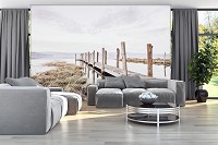 Флизелиновые фотообои пейзаж природа 368x254 см 3Д Пирс и сухая трава (12047V8) +клей