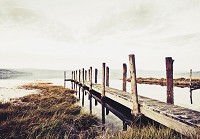 Флизелиновые фотообои природа мост 3Д Причал и сухая трава (12048V)+клей - вид 1 миниатюра