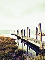 Флізелінові фото шпалери природа 206x275 см 3D причал і суха трава (12048VEA)+клей - вид 1 мініатюра