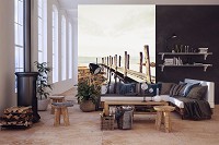 Флизелиновые фото обои природа 206x275 см 3Д Причал и сухая трава (12048VEA)+клей