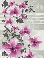 Над ліжком флізелінові фотошпалери в спальню 206x275 см Рожеві квіти на вензелях (1204VEA)+клей - вид 1 мініатюра