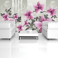 Флізелінові фотошпалери з візерунками 312x219 см Рожеві квіти на вензелях (1204VEXXL)+клей - вид 9 мініатюра