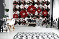 Флизелиновые фотообои 3d 416x290 см Эксклюзивный дизайн красные цветы (12051VEXXXXL) +клей