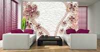 3d флизелиновые фотообои 416x290 см Эксклюзивный дизайн цветы из камней (12055VEXXXXL) +клей