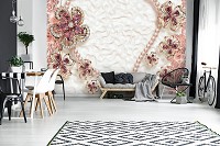 Флизелиновые 3д фотообои 368x280 см Эксклюзивный дизайн цветы из камней (12055V10) +клей